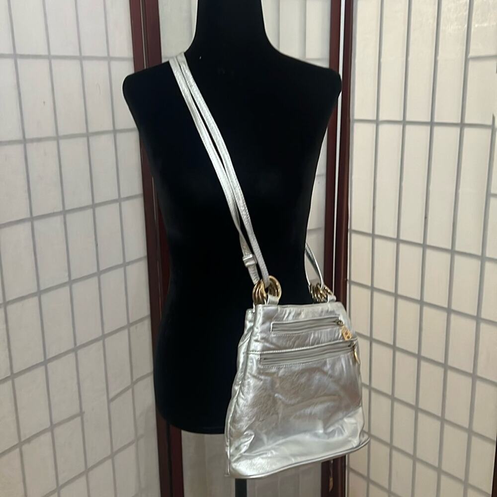 SEAN ROBERTS GENUINE LEATHER METTALIC CROSSBODY BAG